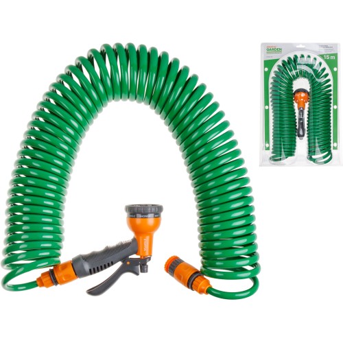 Coiled Garden Hose Set STARTUL Garden 15 m with Sprayer Kit ST6012-09